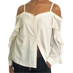 BAR III || OFF THE SHOULDERS WITH RUFFLED LONG SLEEVES || CREAM